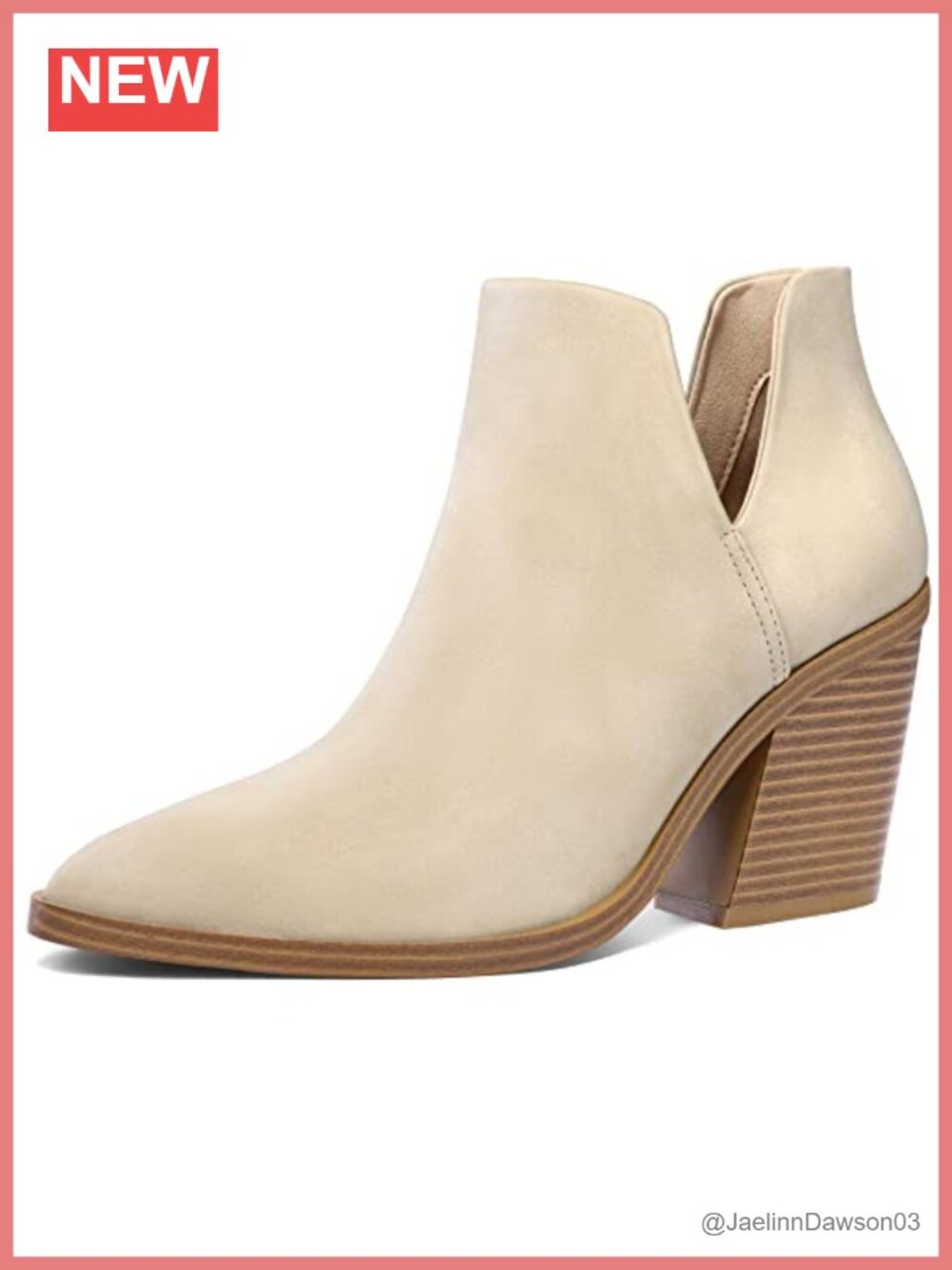 Women's Ankle Boots Cutout Stacked Chunky Heel Booties Back Zipper